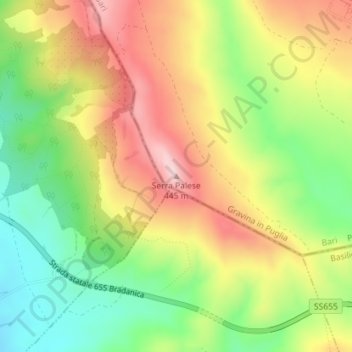 Mapa topográfico Serra Palese, altitude, relevo