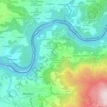 Mapa topográfico Chaviães, altitude, relevo