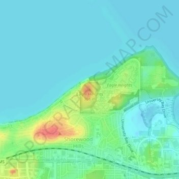 Mapa topográfico Eagle Heights, altitude, relevo