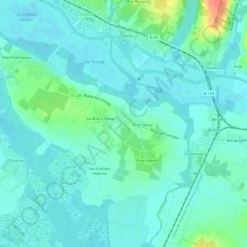 Mapa topográfico Chez Martin, altitude, relevo