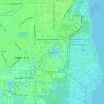 Mapa topográfico Saga Bay, altitude, relevo
