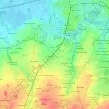 Mapa topográfico Clairet, altitude, relevo