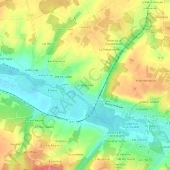 Mapa topográfico Les Rogareaux, altitude, relevo