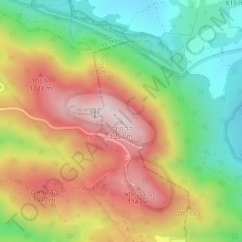 Mapa topográfico Mount Meron, altitude, relevo