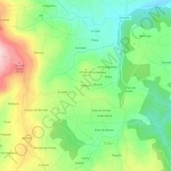 Mapa topográfico Palmou, altitude, relevo