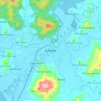 Mapa topográfico Taliwang, altitude, relevo