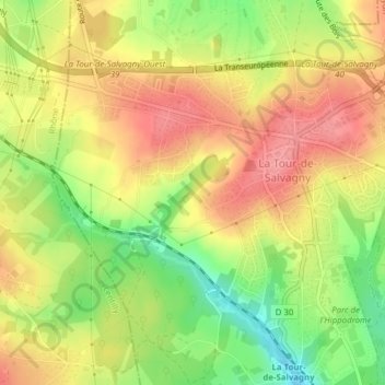 Mapa topográfico Les Hormets, altitude, relevo