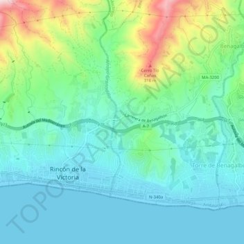 Mapa topográfico Las Casillas, altitude, relevo