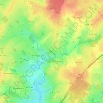 Mapa topográfico Le Mas, altitude, relevo