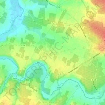 Mapa topográfico Cornu, altitude, relevo