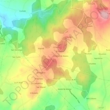 Mapa topográfico Albá, altitude, relevo