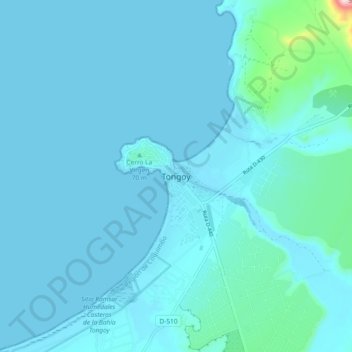 Mapa topográfico Tongoy, altitude, relevo