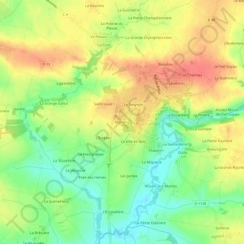 Mapa topográfico Marigny, altitude, relevo