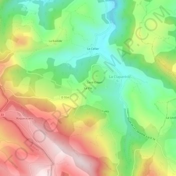 Mapa topográfico Le Plo, altitude, relevo