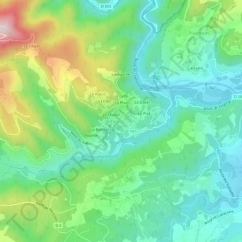 Mapa topográfico Le Gineste, altitude, relevo