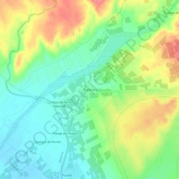 Mapa topográfico Ruescas, altitude, relevo