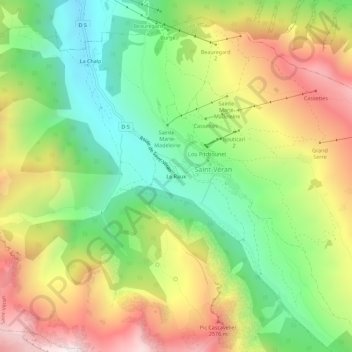 Mapa topográfico Le Raux, altitude, relevo