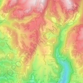 Mapa topográfico Grietz, altitude, relevo