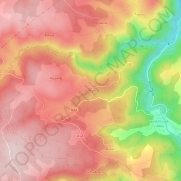 Mapa topográfico Le Mazel, altitude, relevo