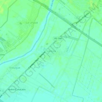 Mapa topográfico Simbila, altitude, relevo
