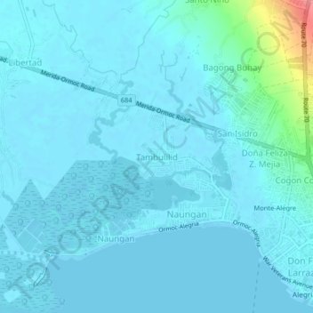 Mapa topográfico Tambulilid, altitude, relevo