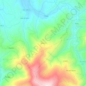 Mapa topográfico Esculca, altitude, relevo