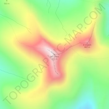 Mapa topográfico Ben More, altitude, relevo