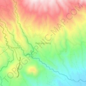 Mapa topográfico Bagongsilang, altitude, relevo