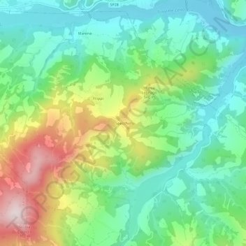 Mapa topográfico Specchio, altitude, relevo