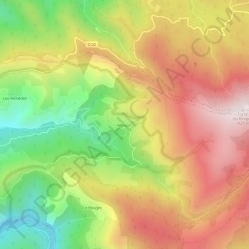 Mapa topográfico Mijavols, altitude, relevo