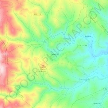 Mapa topográfico Cadouço, altitude, relevo