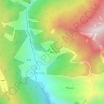 Mapa topográfico Baril, altitude, relevo
