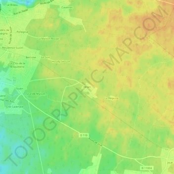 Mapa topográfico Hillan, altitude, relevo