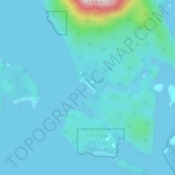 Mapa topográfico Kakawis, altitude, relevo