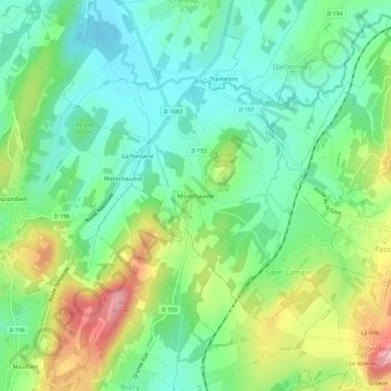Mapa topográfico Montchauvier, altitude, relevo
