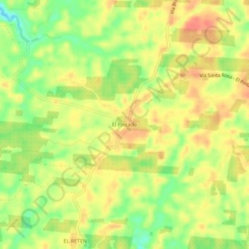 Mapa topográfico El Pintado, altitude, relevo