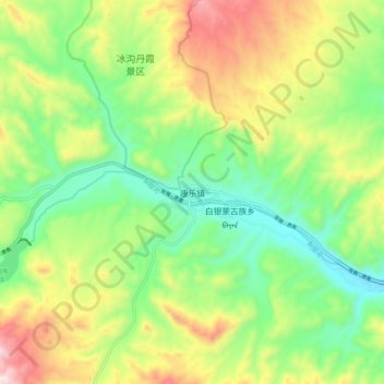 Mapa topográfico 康乐镇, altitude, relevo