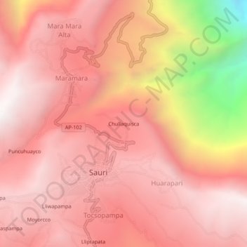 Mapa topográfico Chullaquisca, altitude, relevo
