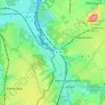 Mapa topográfico Baalsbruggen, altitude, relevo
