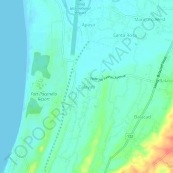 Mapa topográfico Calayab, altitude, relevo