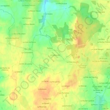 Mapa topográfico La Labourais, altitude, relevo