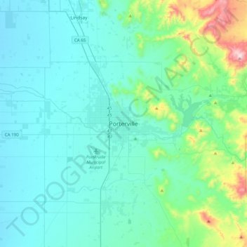 Mapa topográfico Porterville, altitude, relevo