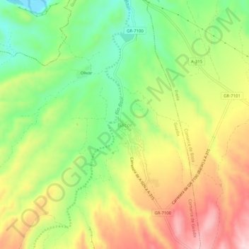 Mapa topográfico Bácor, altitude, relevo