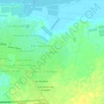 Mapa topográfico Girasoles, altitude, relevo
