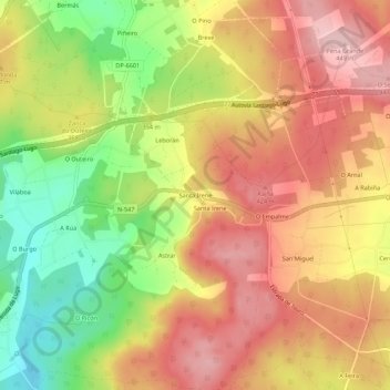 Mapa topográfico Santa Irene, altitude, relevo