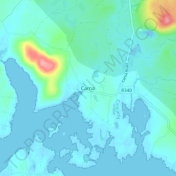 Mapa topográfico Carna, altitude, relevo