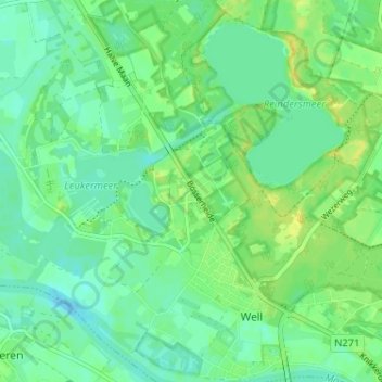 Mapa topográfico Bosscherheide, altitude, relevo