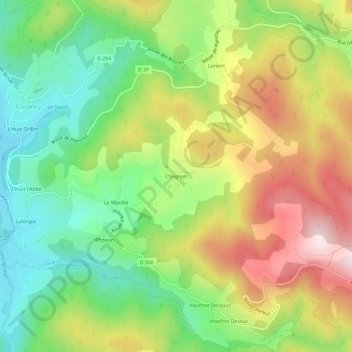 Mapa topográfico Chagnon, altitude, relevo