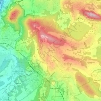Mapa topográfico Capiago, altitude, relevo