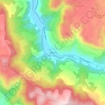 Mapa topográfico Lapeyre, altitude, relevo